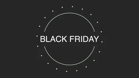 Retro Black Friday text in circle with dots on black gradient Stock Footage 250569643