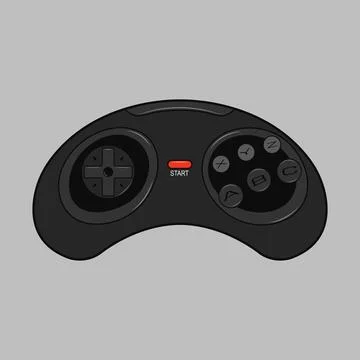 Retro black joystick controller gamepad on the light background Stock Illustration