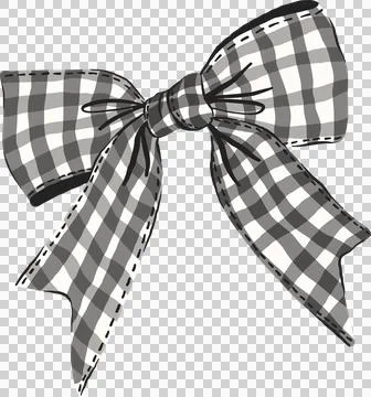 Retro Black Large Gingham Bow Illustration Illustrazione stock