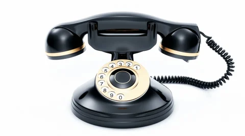 Retro black phone ringing. 3D rendering. Stock Footage