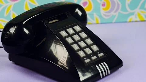Retro black ringing hook phone Stock Footage 275931499
