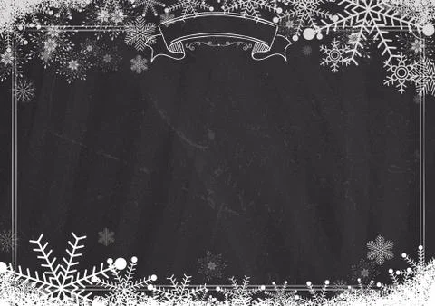 Retro blackboard background with snowflake border Illustrazione stock