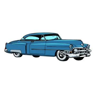 Retro blue car classic model Stock Illustration