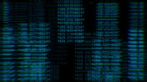 Retro Blue Computer Terminal Data Scrolling Loop Stock Footage 323967791