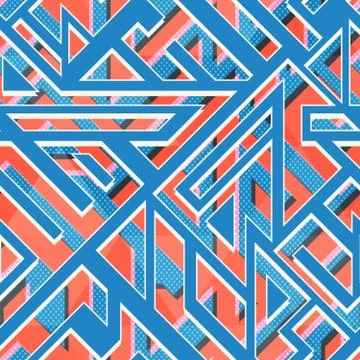 Retro blue geometri seamless pattern Stock Illustration