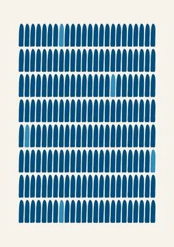 Retro blue geometric vector minimal poster. Trendy bauhaus simple aesthetic b Stock Illustration