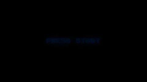 Retro blue pixelated press start flashing text animation 4K Stock Footage 340154134