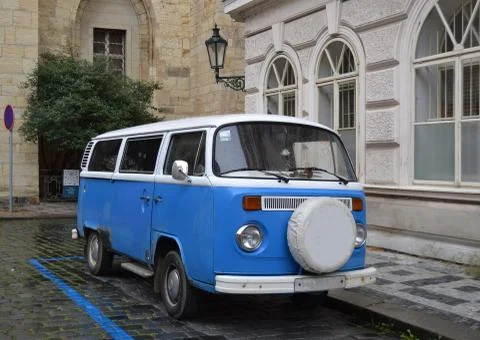 Retro Blue Van Stock Photos