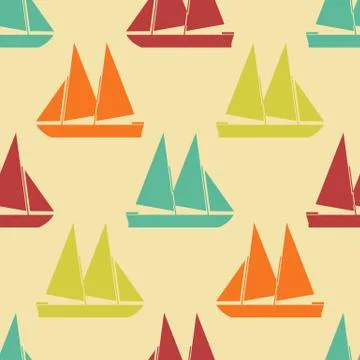 Retro boat seamless pattern Stock Illustration
