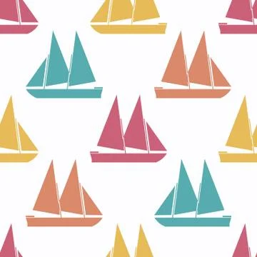 Retro boat seamless pattern Stock Illustration