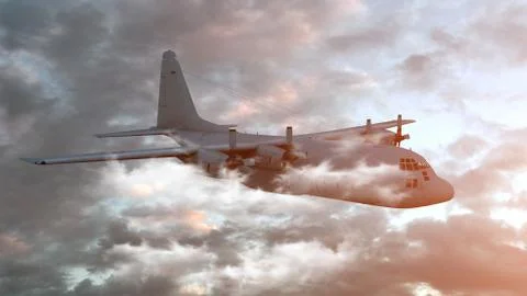 Retro Bomber flying on a background of the sky. 3d render Illustrazione stock