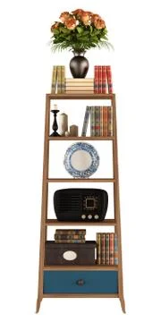 Retro bookcase on white Illustrazione stock