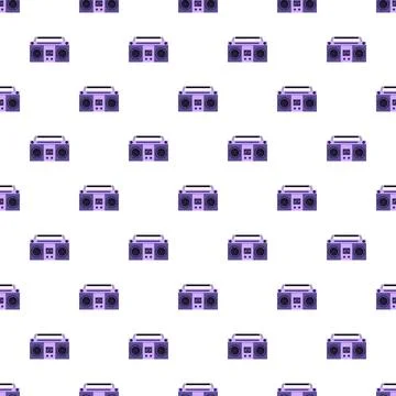 Retro boombox musical pattern for repeating background Stock Illustration