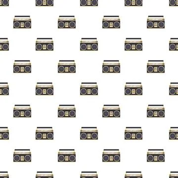 Retro boombox pattern creating a vintage music background 库存插图