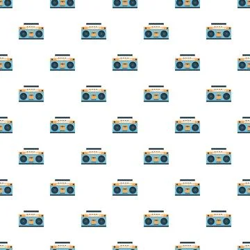 Retro boombox pattern repeating vintage audio theme Stock Illustration