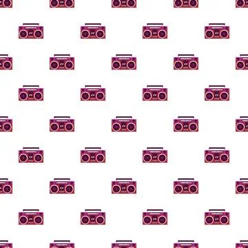 Retro boombox repeating pattern on white background 库存插图