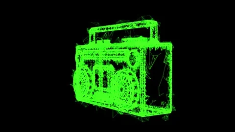 Retro Boombox. Wireframe low poly mesh Stock Footage 314666270