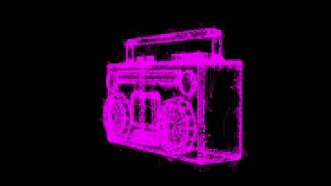 Retro Boombox. Wireframe low poly mesh Stock Footage 314842060