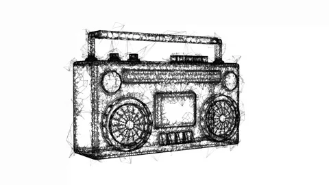 Retro Boombox. Wireframe low poly mesh Stock Footage 315118812
