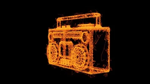 Retro Boombox. Wireframe low poly mesh Stock Footage 315377100