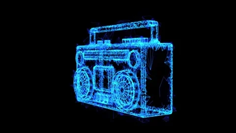 Retro Boombox. Wireframe low poly mesh Stock Footage 318576616