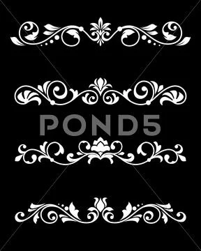 Retro borders and dividers in floral style Stock Illustration