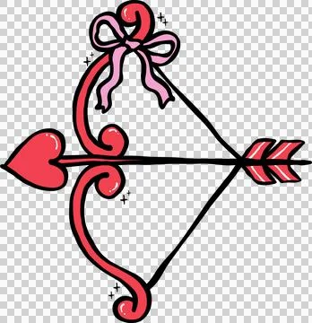 Retro Bow and Arrow with bow Doodle Hand Drawn Stock Illustration