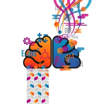 Retro brain function chart Illustrazione stock