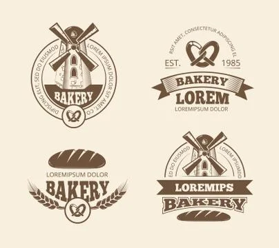 Retro bread bakery old style logos labels badges emblems Stock Illustration