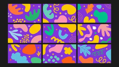 Retro Bright Abstract Design Background Set Stock Illustration