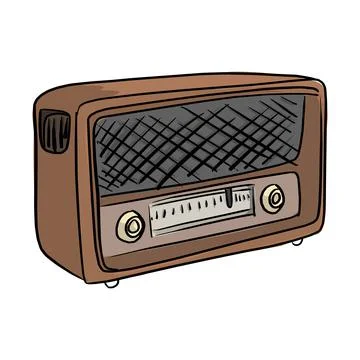 Retro broadcast radio receiver vector illustration sketch doodle hand drawn w 스톡 일러스트