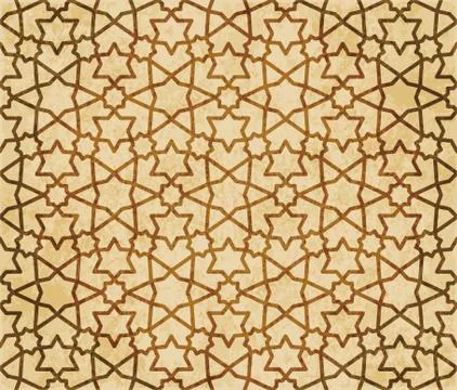 Retro brown Islam seamless geometry pattern background eastern style ornament Illustrazione stock
