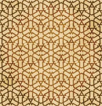 Retro brown Islam seamless geometry pattern background eastern style ornament Illustrazione stock