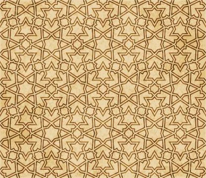 Retro brown Islam seamless geometry pattern background eastern style ornament Illustrazione stock