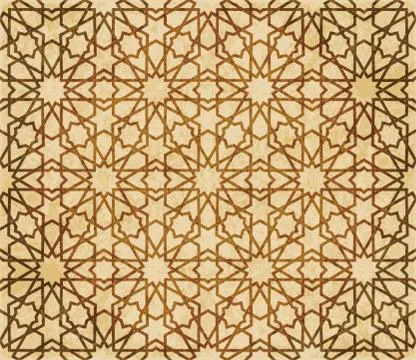 Retro brown Islam seamless geometry pattern background eastern style ornament Stock Illustration