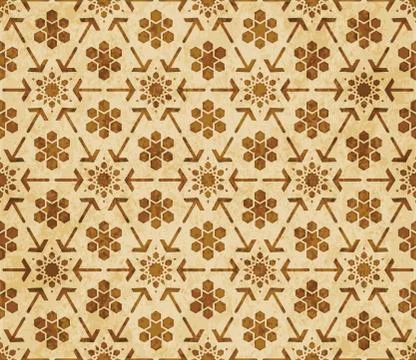 Retro brown Islam seamless geometry pattern background eastern style ornament Stock Illustration