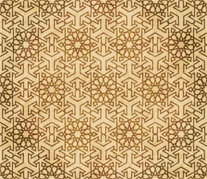 Retro brown Islam seamless geometry pattern background eastern style ornament Stock Illustration