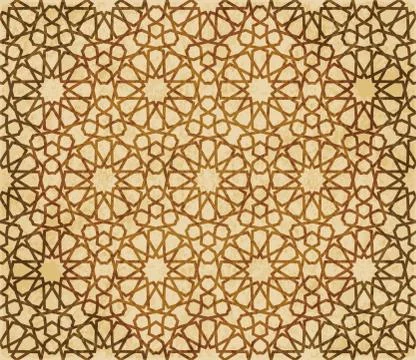 Retro brown Islam seamless geometry pattern background eastern style ornament Illustrazione stock