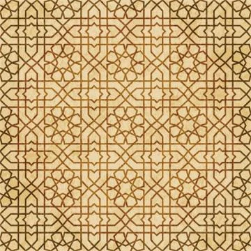 Retro brown Islam seamless geometry pattern background eastern style ornament Stock Illustration