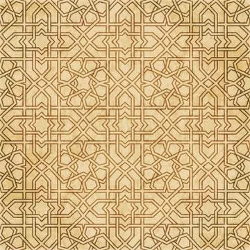 Retro brown Islam seamless geometry pattern background eastern style ornament Stock Illustration