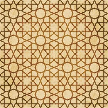 Retro brown Islam seamless geometry pattern background eastern style ornament Illustrazione stock