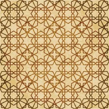 Retro brown Islam seamless geometry pattern background eastern style ornament Illustrazione stock