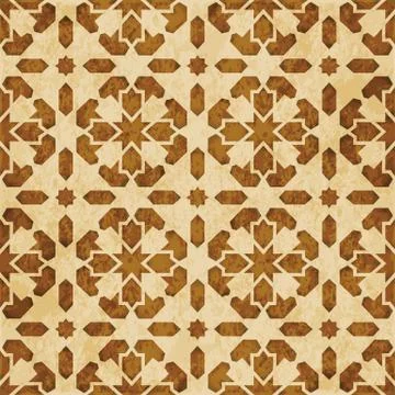 Retro brown Islam seamless geometry pattern background eastern style ornament Illustrazione stock