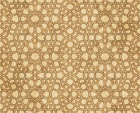 Retro brown Islam seamless geometry pattern background eastern style ornament Illustrazione stock