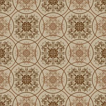 Retro brown pattern Seamless seventies retro inspired floral background Co... Stock Photos