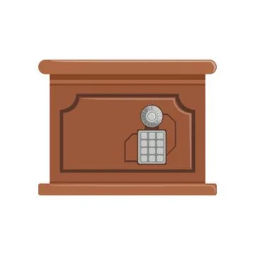 Retro brown safe box with a keypad buttons panel, safety box, cash secure Stock Illustration
