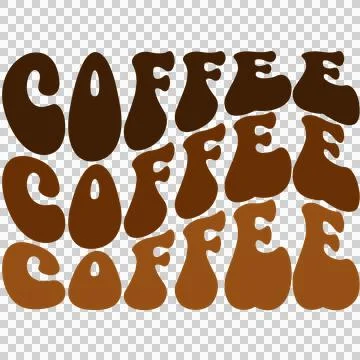 Retro Bubble Letter Coffee Typography - PNG Transparent Background 스톡 일러스트