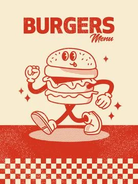 Retro Burger Guy Poster Stock Illustration