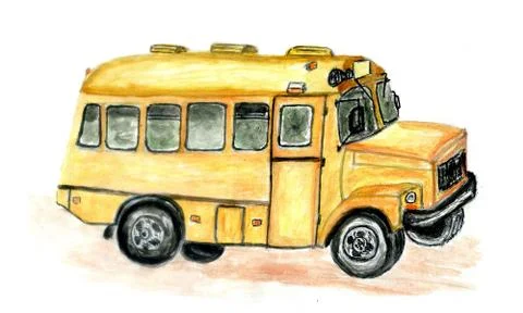 Retro bus drawing Stock Illustration