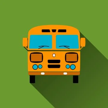 Retro Bus Icon, Long Shadows, Vector Illustration Stock Illustration